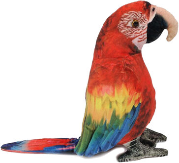 Knuffeldier Papegaai - zachte pluche stof - premium kwaliteit knuffels - rood/geel - 20 cm