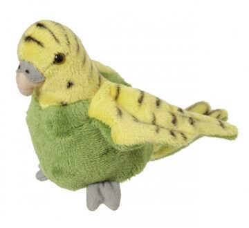 Knuffeldier Parkiet - pluche knuffel vogel - groen - 16 cm - huisdier
