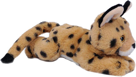 Knuffeldier Serval kat - zachte pluche stof - beige - premium kwaliteit knuffels - 28 cm