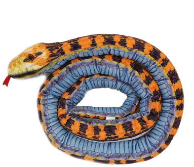 Knuffeldier Slang - zachte pluche stof - blauw/oranje - premium kwaliteit knuffels - 200 cm