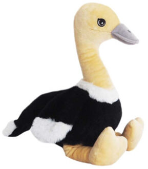 Knuffeldier Struisvogel Biggy - zachte pluche stof - dieren knuffels - zwart/wit - 34 cm - Vogel knuffels Multikleur