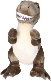 Knuffeldier T-rex dinosaurus - zachte pluche stof - veel details - grijs - 40 cm