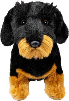 Knuffeldier Teckel hond - zachte pluche stof - premium kwaliteit knuffels - 30 cm Multi
