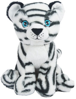 Knuffeldier Tijger Samuel - zachte pluche stof - dieren knuffels - wit - 23 cm - Knuffeldier