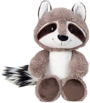 Knuffeldier Wasbeer - zachte pluche stof - grijs - zittend - knuffelbeer - 28 cm