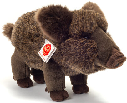 Knuffeldier Wild Zwijn - zachte pluche stof - premium kwaliteit knuffels - grijs - 30 cm