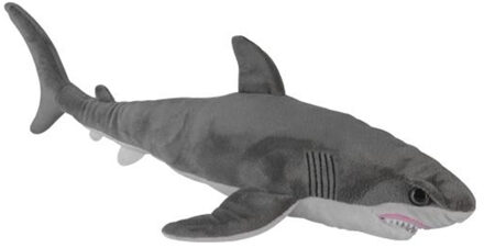 Knuffeldier witte haai - zachte pluche stof - veel details - grijs - 58 cm