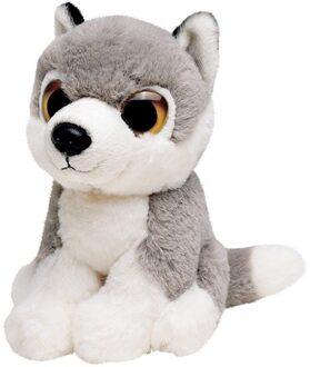 Knuffeldier wolf - pluche wolf knuffel - grijs - 13 cm