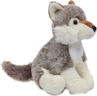 Knuffeldier Wolf - zachte pluche stof - grijs - kwaliteit knuffels - 25 cm