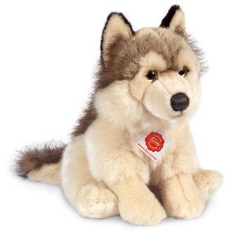 Knuffeldier Wolf - zachte pluche stof - premium kwaliteit knuffels - grijs/wit - 29 cm