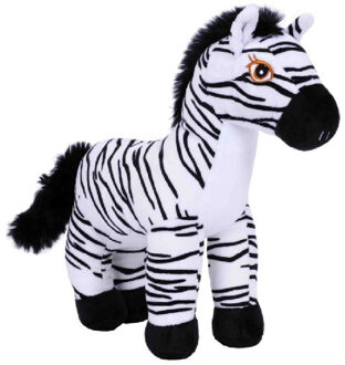 Knuffeldier Zebra Zaza - zachte pluche stof - wilde dieren knuffels - wit/zwart - 26 cm