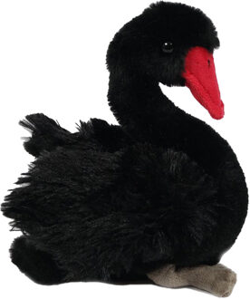 Knuffeldier Zwaan - zachte pluche stof - zwart - premium kwaliteit knuffels - Vogels - 18 cm