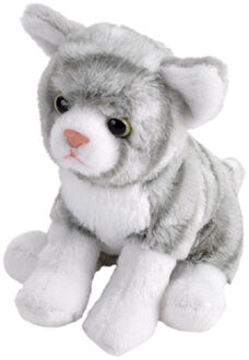 knuffelkat Tabby junior 13 cm pluche grijs