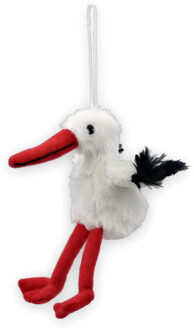Knuffelparadijs Sleutelhanger pluche ooievaar - 11 cm - metaal/stof - Geboorte baby