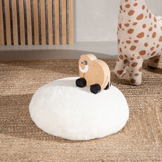 Knut ronde kinderpoef teddy wit – Ø 40 cm