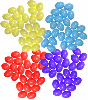 Knutsel en decoratie paaseieren - 100x stuks - kleuren mix - plastic - 6 cm - Pasen thema