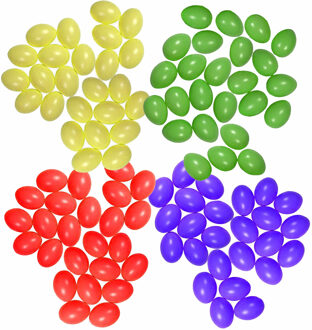 Knutsel en decoratie paaseieren - 100x stuks - kleuren mix - plastic - 6 cm - Pasen thema