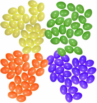 Knutsel en decoratie paaseieren - 100x stuks - kleuren mix - plastic - 6 cm - Pasen thema