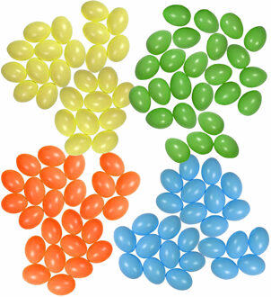Knutsel en decoratie paaseieren - 100x stuks - kleuren mix - plastic - 6 cm - Pasen thema