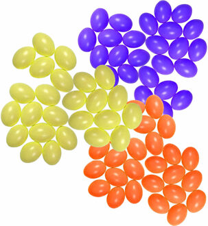 Knutsel en decoratie paaseieren - 75x stuks - kleuren mix - plastic - 6 cm - Pasen thema