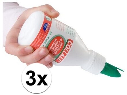 Knutsellijm fles van 100 ml - 3x - op waterbasis - geschikt voor alle ondergronden Transparant