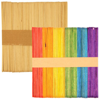 Knutselstokjes houtjes - 200x - houten ijsstokjes - mix kleuren - 11 cm - hobby artikelen