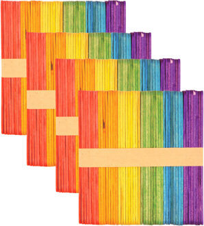 Knutselstokjes houtjes - 200x - houten ijsstokjes - mix kleuren - 11 cm