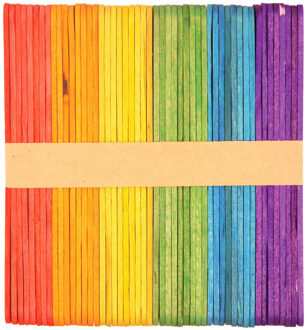 Knutselstokjes houtjes - 50x - houten ijsstokjes - mix kleuren - 11 cm Multi
