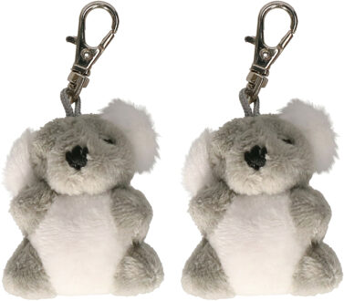 Koala knuffel - 2x - pluche stof - sleutelhangers - 6 cm - grijs - cadeau knuffels