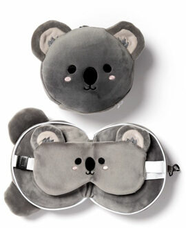 Koala knuffel/reiskussen/slaapmasker - 2-in-1 set - voor kinderen