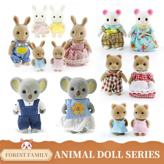 Koala Toy Forest Animal Family Children's Simulation Toy Rabbit Bear Panda Doll Girl Play House Doll Set For Girl Kids Toys