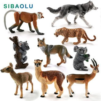 Koala Wolf Deer Leopard Alpaca Antelope Monkey animal model figurines home decor miniature fairy garden decoration accessories