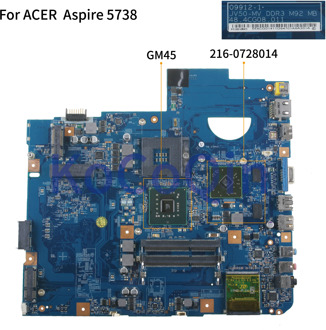 KoCoQin Laptop motherboard For ACER Aspire 5738 5738G DDR3 Mainboard MBP5601019 MB.P5601.019 09912-1 48.4CG08.011 GM45