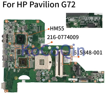 KoCoQin laptop Motherboard For HP Pavilion G72 615848-001 615848-501 01013Y000-600-G HM55 216-0774009 DDR3 Mainboard