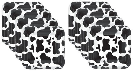 Koeien print bordjes - 24x stuks - 22x22 cm - papier - feest/verjaardag/themafeest