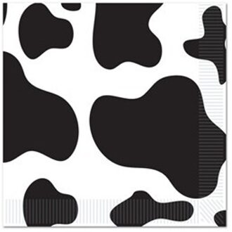 Koeien print dieren thema servetten - 16x stuks - 33 x 33 cm - Papieren wegwerp servetjes