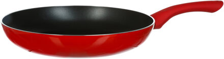 Koekenpan - Alle kookplaten geschikt - rood/zwart - dia 26 cm - Koekenpannen