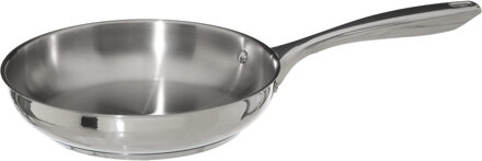 Koekenpan - Alle kookplaten geschikt - zilver - RVS - Dia 24 cm - Koekenpannen Zilverkleurig