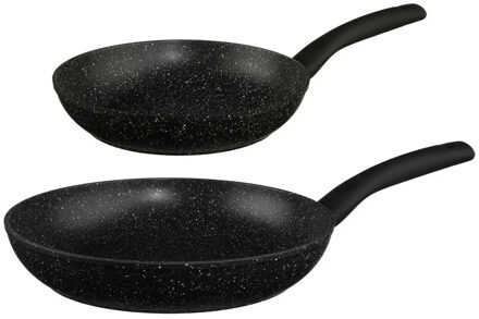 Koekenpannen set 2x stuks - Alle warmtebronnen - Zwart - Dia 24/28 cm