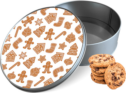 Koektrommel Christmas Cookies Rond - Bewaarblik 15x15x5 cm