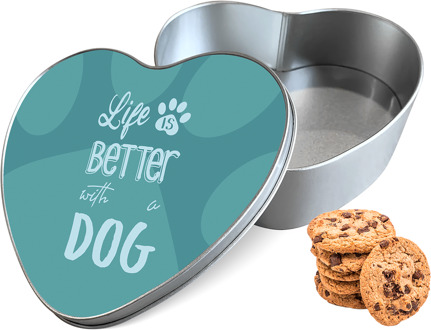 Koektrommel Life Is Better With A Dog Hart - Bewaarblik 14x15x5 cm