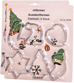 Koekvormpjes - uitsteekvormpjes - kerst thema - 12x stuks - RVS