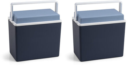Koelbox - 2x - blauw - klein formaat - 10 liter - 30,5 cm - koelboxen