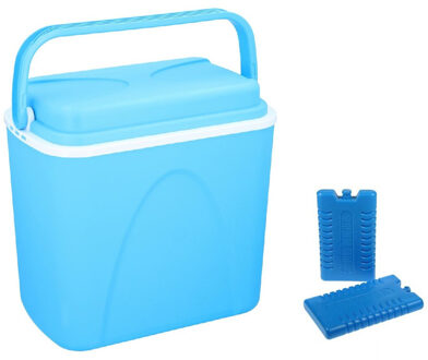 Koelbox blauw 24 liter 39 x 25 x 38 cm incl. 2 koelelementen - Koelboxen