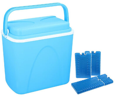 Koelbox blauw 24 liter 39 x 25 x 38 cm incl. 4 koelelementen - Koelboxen