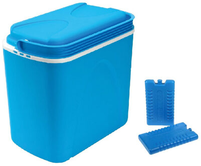 Koelbox blauw 24 liter 40 x 25 x 37 cm incl. 2 koelelementen - Koelboxen