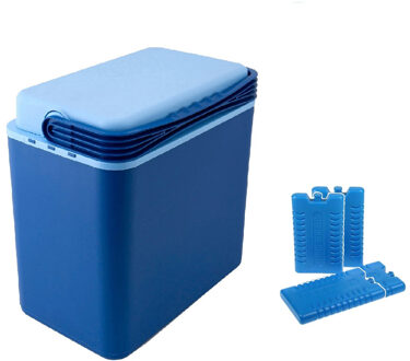 Koelbox donkerblauw 24 liter 39 x 25 x 40 cm incl. 4 koelelementen - Koelboxen