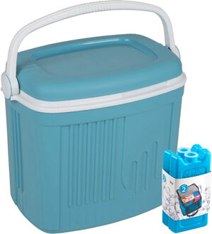 Koelbox met koelelementen - 32 liter - kunststof - blauw - 47 x 33 x 42 cm