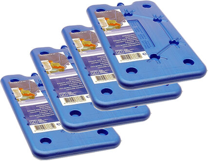 Koelelement - 4x - blauw - polyethyleen - 400 gram - L25 x B14 x H1,5 cm