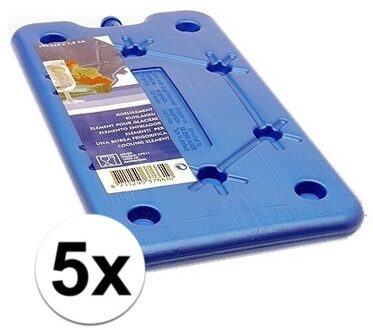 Koelelement - 5x - blauw - polyethyleen - 400 gram - L25 x B14 x H1,5 cm